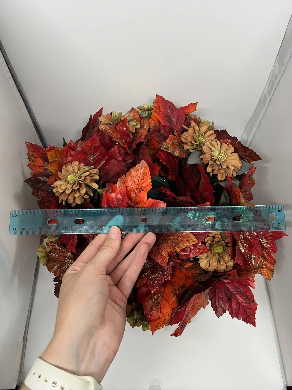 Autumn Faux Maple Leaf and Floral Centerpiece